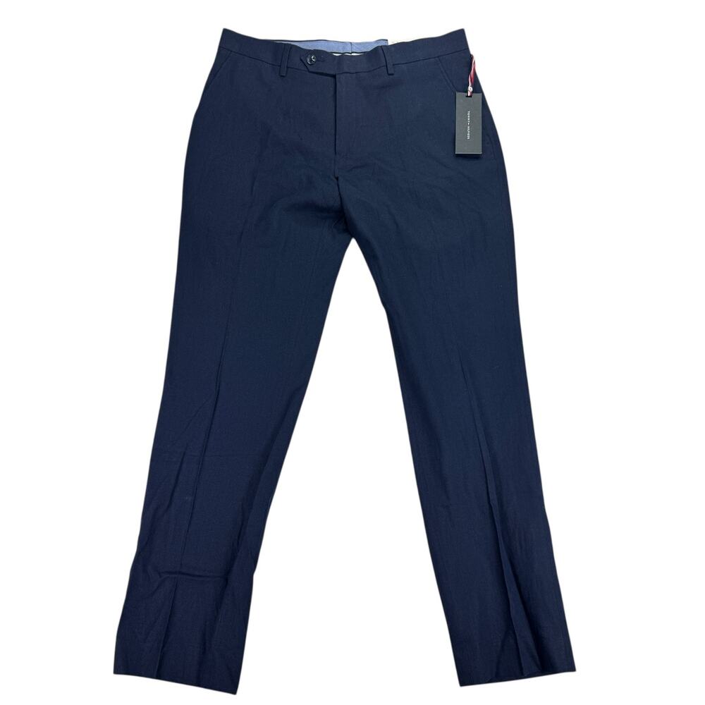 Tommy Hilfiger Mens Hall Modern Fit Linen Blend Suit Pants Navy Blue 32x30